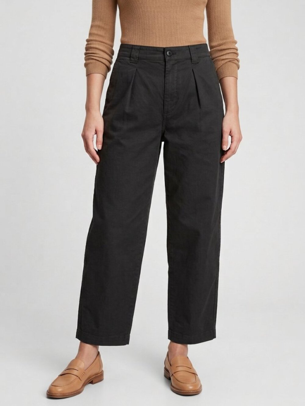 Madewell Barrel Leg Chino Pants 29 Off Black Pleated NWT